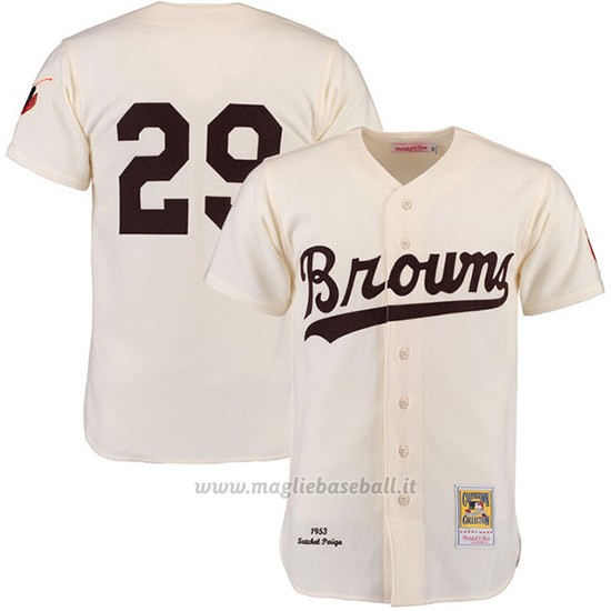 Maglia Baseball Uomo Baltimore Orioles 29 Satchel Paige Bianco Turn Back The Clock
